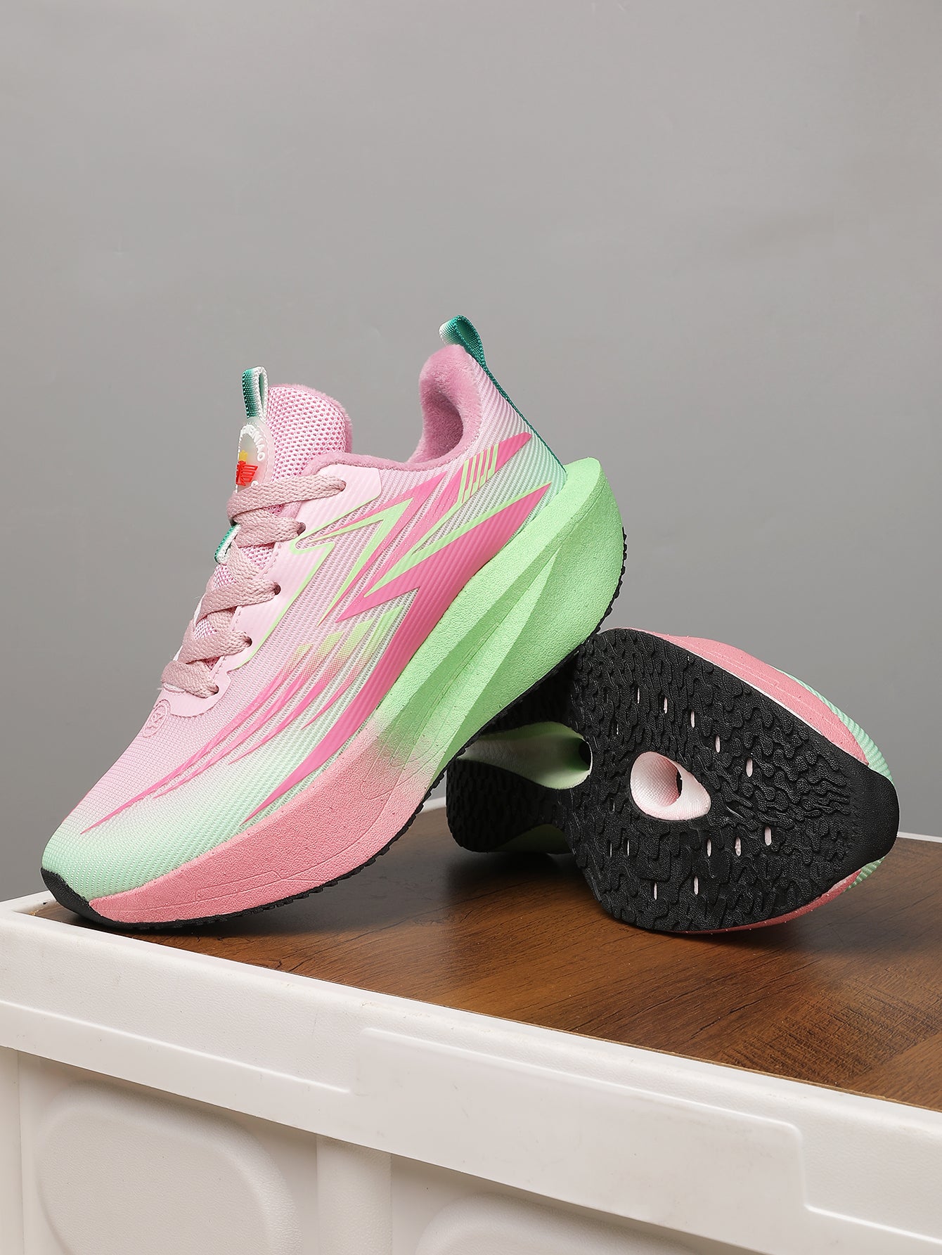 Pink Green Gradient Women's Athletic Running Sneakers | Breathable Lightweight | Edixim