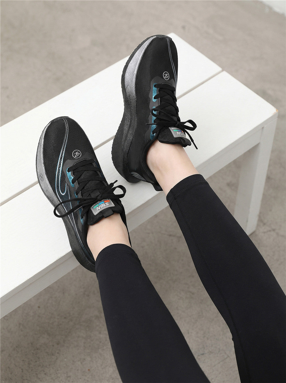 Black Blue Women's Athletic Running Sneakers | Breathable Lightweight | Edixim
