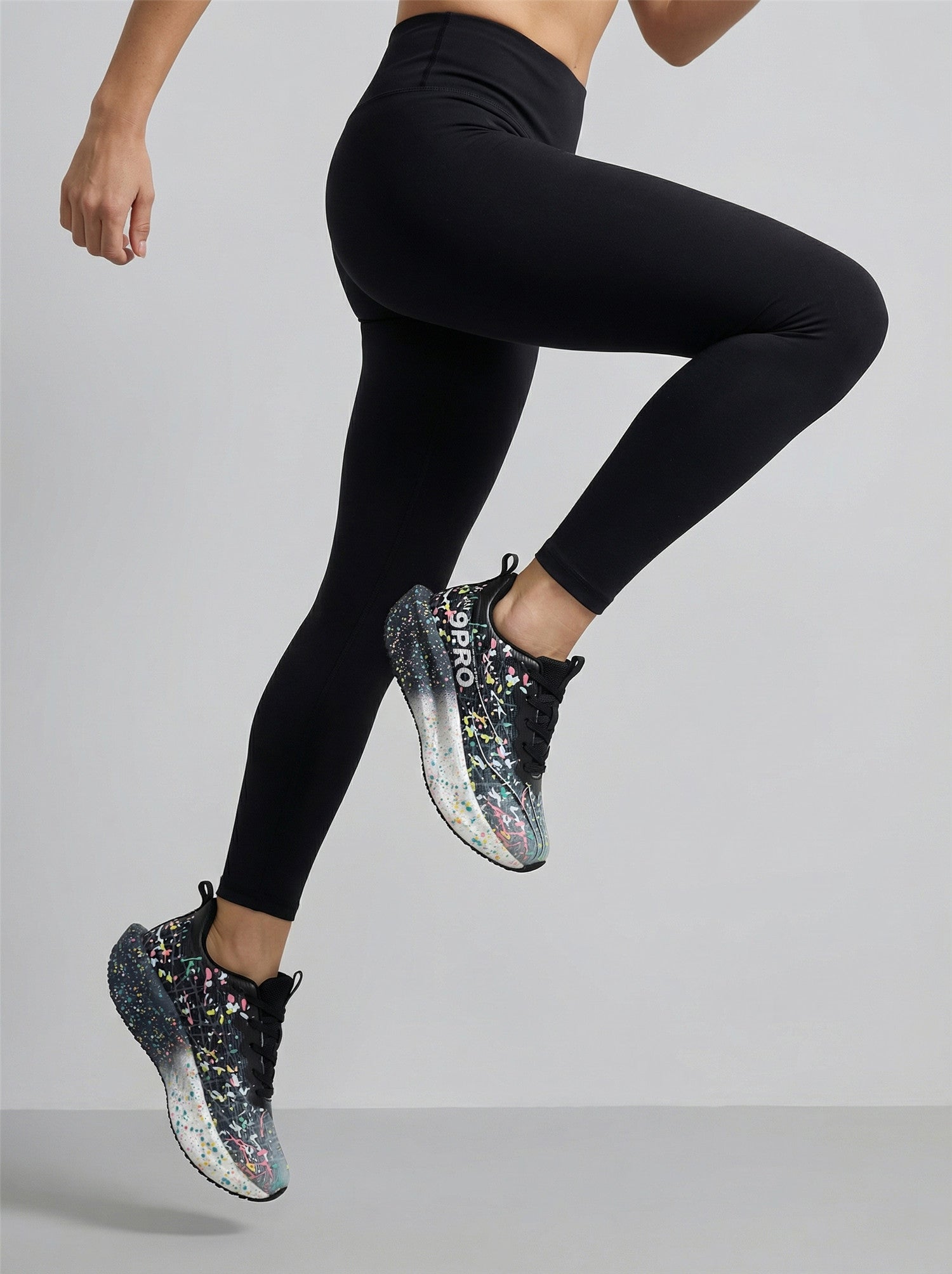 Black Multicolor Splatter Women's Athletic Running Sneakers | Breathable Lightweight | Edixim